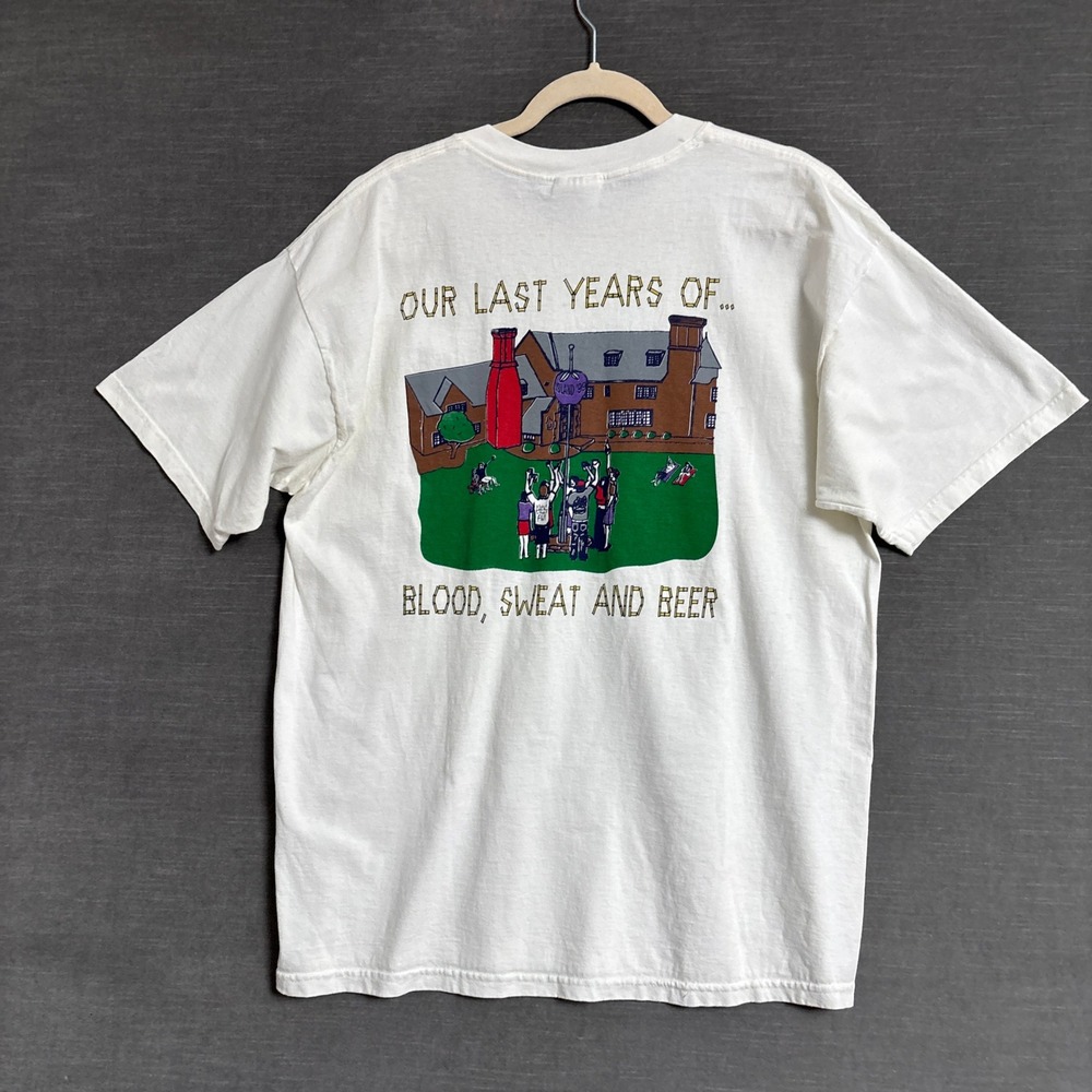 Vintage Fiji Island Gamma Phi Penn State Frat Party 1999 Blood Sweat Beer XL Tee
